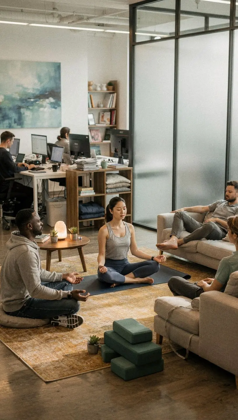 Strefa cichej pracy z dźwiękochłonnymi panelami akustycznymi.